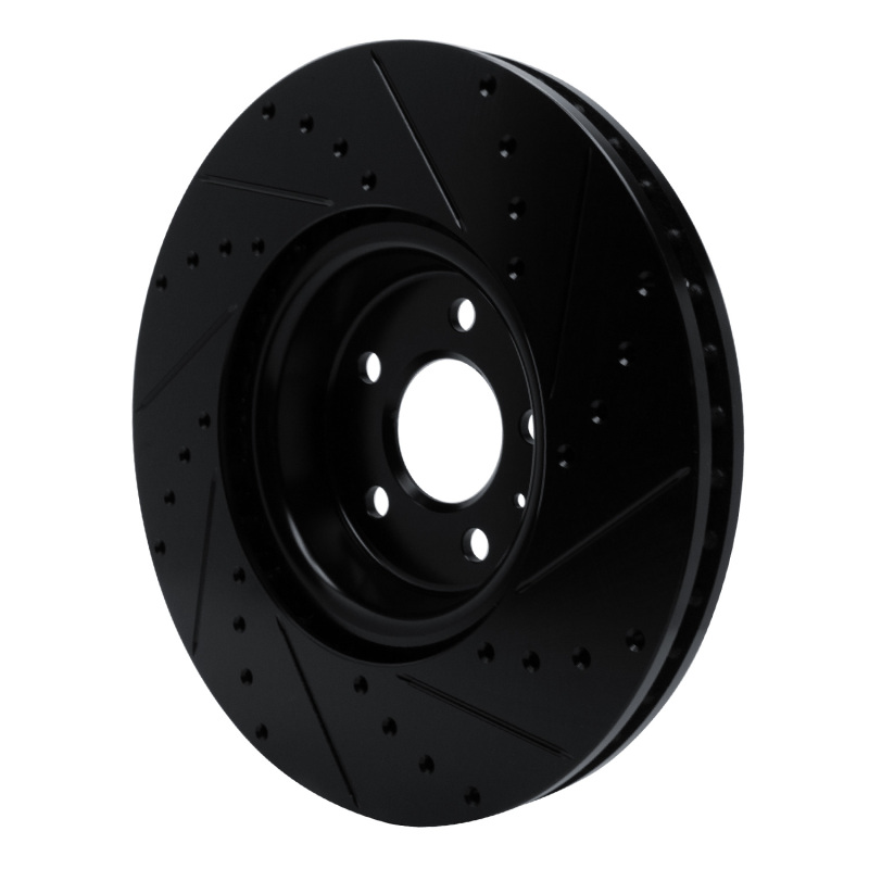 Audi S5 Sportback Brake Rotor (1) - Front Left - R1 Concepts - Drilled & Slotted - Black - `18-`25